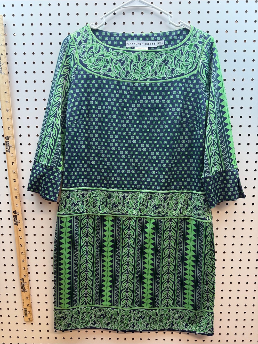 Gretchen Scott Designs Navy & Bright Green Patterned Midi Dress